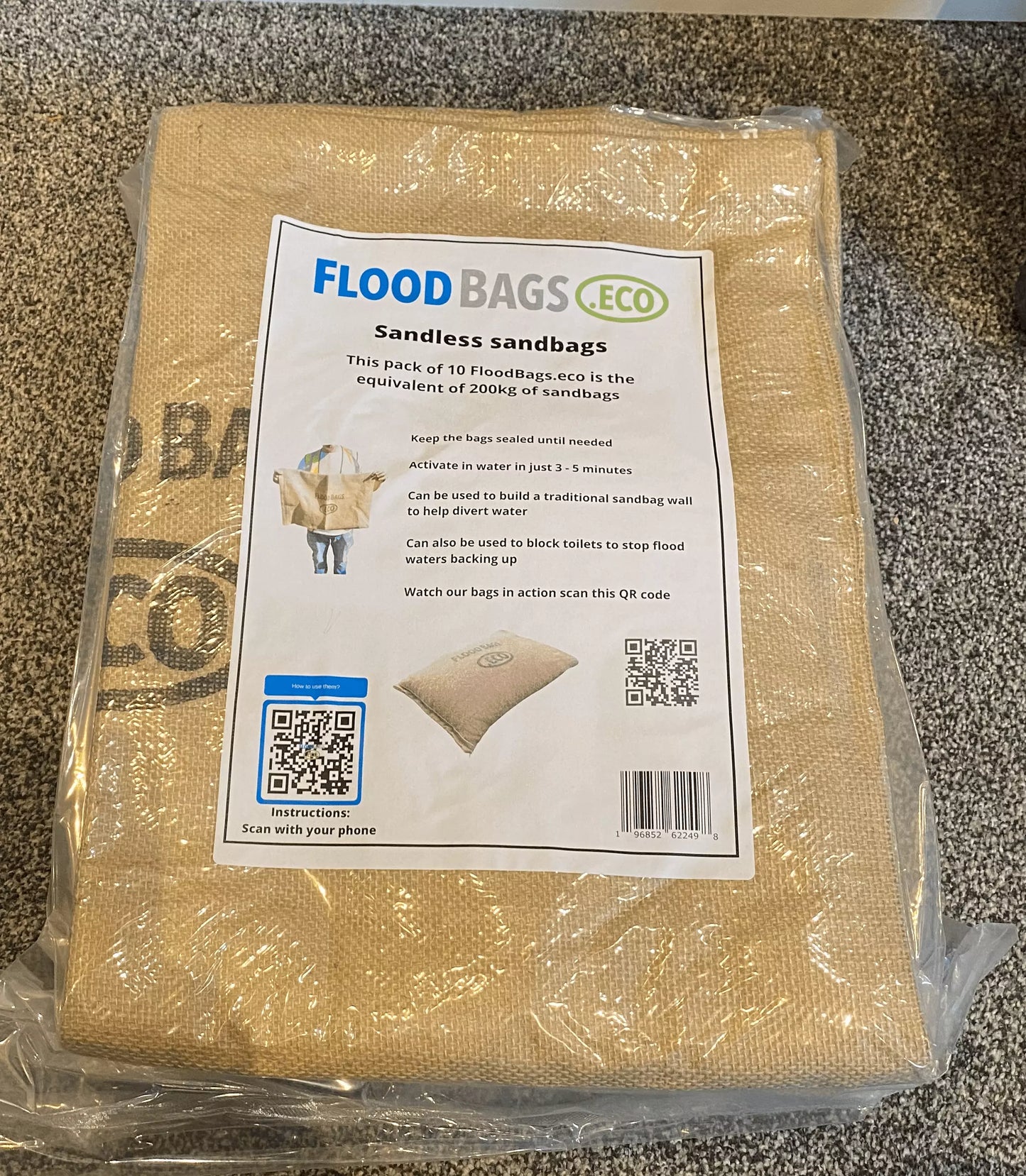 FloodBags.eco Pack of 10 Sandless Sandbags